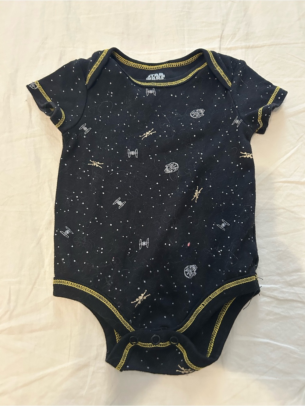 Star Wars Baby Bodysuit Onepiece 0/3 months Black Cotton Jersey Space Stars Snap